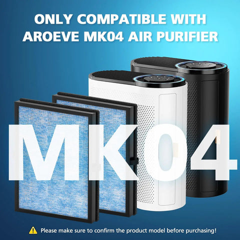 Replacement 4 Layer HEPA Filter For MK04 Air Purifier Fits MK04 And MK04LX with filter and purifier units displayed