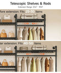 Space Saving Expandable Wall Mounted Closet System With Telescoping Shelves And Adjustable Rods, clothes and shelves view