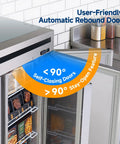 User-friendly automatic rebound door feature of Top Shelf 54 Inch Commercial Reach In Freezer, 49 Cubic Feet Two Door Cold Storage Cabinet.