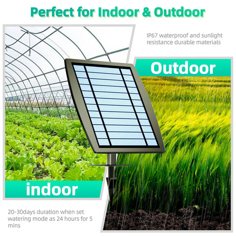 Sun Powered Drip Irrigation System For Outdoor Gardens And Potted Plants Auto Water 20 To 30 Pots With 12 Timing Modes solar panel