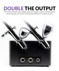 Ambition Series GTS-06 Airbrush Kit With Compact Air Compressor showing dual airbrush setup for precise detailing on models