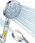 Filtered Handheld Shower Head With High Pressure, 7 Mode, for Hard Water, Chlorine Reduction, Chrome Finish showing water flow