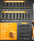 86 Piece Magnetic Screwdriver Set With Torx Slotted Phillips Precision Drivers, SAE And Metric Nut Drivers, bits, and holder shown