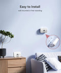 Living room with wall-mounted Carbon Monoxide Alarm Detector With 10 Year Life, Replaceable AA Battery, Crystal Clear LCD Display.