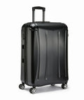 Amazon Basics 30-Inch hardside spinner luggage, black, TSA lock, 8-wheel front view