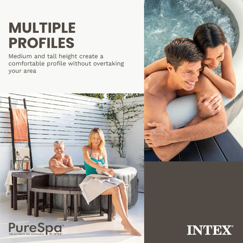 PureSpa Bench Set For Inflatable Hot Tubs 2 Medium And 2 Tall Seats With Built In Storage Compatible With 4 Person Round Spas