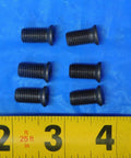 Straight Up Legit Six Pack Of Fresh S58 Insert Shim Screws Beat Down Tough Indexable Tool Holder Backup Fasteners For Garage Rig and Weekend Warrior Projects on a blue background with a measuring tape.