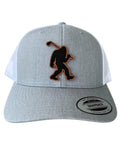 Bigfoot Patch Golf Hat With Sasquatch Holding A Golf Club Heather White Trucker Snapback For Men And Women Outdoor Accessory