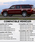 Premium MAF Sensor Replacement For Cadillac Escalade Tahoe Suburban Silverado GMC Sierra Yukon XL 1500 2500 Direct Fit Replaces 10393948 23256991 With Precise Airflow Readings And Easy Install Plug And Play with vehicle compatibility chart and SUV image.