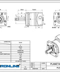 Technical drawing of Planetary Gearbox For Nema 23 Stepper Motor 5 To 1 Gear Ratio With 15 Arc Min Backlash 6.35mm Shaft 57mm Flange