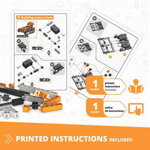 Hands On Programmable STEM Robot Kit For Kids 9 Plus With 2 Infrared Sensors 2 Motors Bluetooth Connectivity Simple Coding Software Expandable And Reconfigurable Robotics Project Gift For Boys And Girls printed instructions