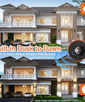 No Fuss Auto On Outdoor Wall Lights 2 Pack Up And Down Porch Lights showing dusk-to-dawn operation on a modern house facade.