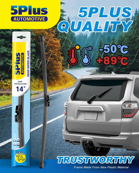 5Plus 14 Inch Rear Wiper Blade Replacement For BMW X5 XC90 XC70 XC40 V90 V70, easy install, durable in extreme temperatures.