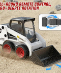 1:14 Scale RC Skid Steer Loader Toy for Kids With 2.4GHz Remote, Realistic Digging Action, Lights and Sounds, 360 Degree Rotation on sand