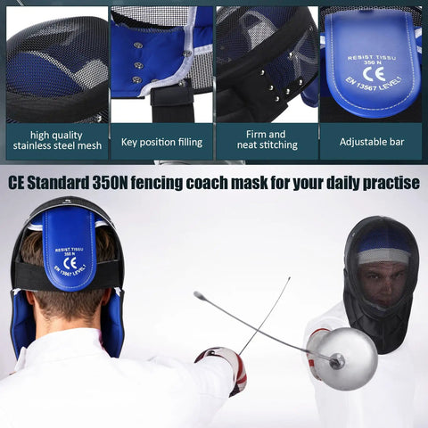 Fencing Coach Mask Protective Gear For Training And Sparring Full Face Coverage With Neck And Chin Guard Impact Absorbing Helmet