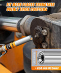 THINKWORK grease gun coupler installed on a grease fitting; silver metal nozzle, 1/8 in NPT