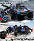 One Twelve Scale Fast RC Truck With Dual Batteries 45 KPH 4WD Off Road Monster RC Car For Adults And Kids on wet street
