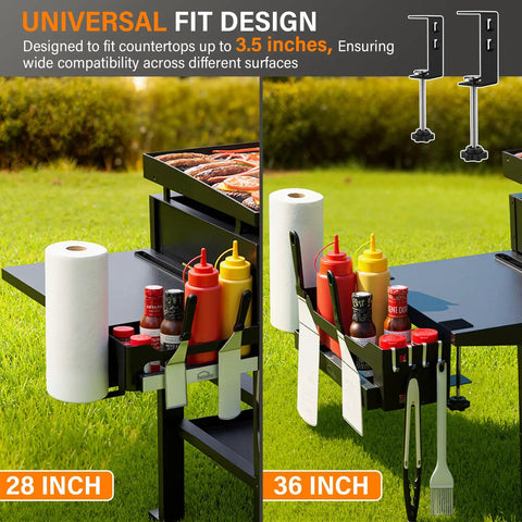 Griddle Caddy for Blackstone Griddles 36 Inch 28 Inch and 17 Inch Prep Cart Space Saving BBQ Accessories Organizer with Magnetic Tool Holder and Paper Towel Rack