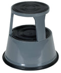 Rolling Step Stool 17 Inch Top, 500 Lb Capacity, Gray, Steel Construction, Rubber Treads On Each Step, Spring Loaded Casters