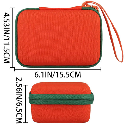 Chill Mode Hard Case For Yoto Mini Player With Roomy 36 Card Storage Bay Bold Orange Shockproof Shell side and top views