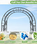 Sturdy Rust-Resistant Metal Garden Arch With Trellis For Climbing Plants 88 Inches High Outdoor Wedding Arch With Blue Sky