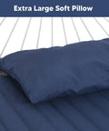Portable Outdoor Hammock With Stand And Carrying Bag Heavy Duty Camping Hammock With Soft Pillow, dark blue material close-up.