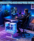 Built Tough Under Desk Pc Mount Clamp On Computer Tower Case Holder Handles Fifty Pounds Fits Standard Desk Legs with glowing gaming setup