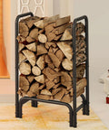 Detachable Round Tube Firewood Rack Log Holder For Indoor And Outdoor Fireplaces, Black Firewood Storage Organizer Holds Logs