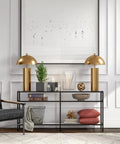 27 Inch Tall Brass Table Lamp With Metal Dome Shade For Nightstand Or Desk in modern industrial living room