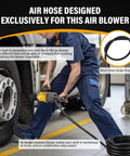 Heavy Duty One Inch Drive Pneumatic Impact Wrench With Professional Air Hose being used to work on a truck tire.