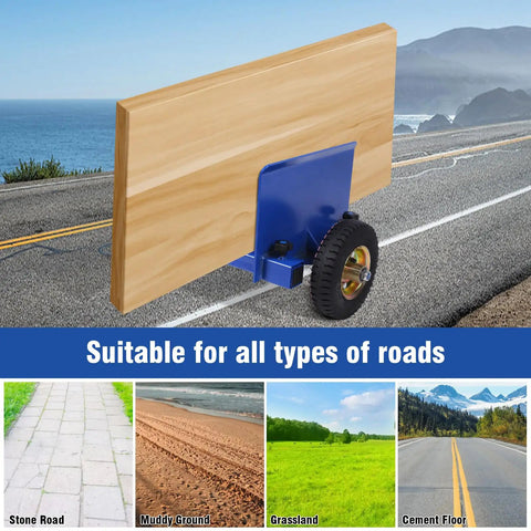 Heavy Duty Drywall Cart And 550 Pound Panel Dolly Equipped With Smooth Rolling Pneumatic Wheels on various surfaces