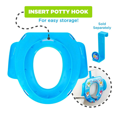 Baby Shark Soft Potty Training Seat With Hella Comfy Cushion And Secure Grip Handles Smooth Bathroom Transition For Toddlers Durable Non Slip Platform Easy To Clean