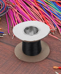 Flame Retardant Braided Cable Sleeve Expandable Mesh Wire Loom Cord Protector on spool, surrounded by colorful wires, heavy duty.