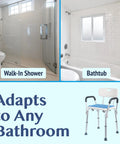 Heavy Duty Shower Chair With Backrest For Bathtub Non Slip Bath Seat For Seniors and Disabled in different bathroom settings