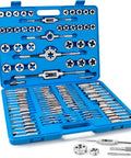 Pro Grade All In One Metric Tap And Die Set Kit With Storage Case M2 To M18 Thread Repair in a blue plastic case