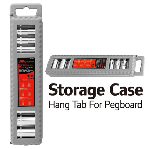 Beefy 12-Piece One Half Inch Drive Metric Deep Socket Set With 12mm To 27mm Chrome Vanadium Steel storage case with hang tab