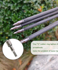 Close-up of 30 Inch Pure Carbon Arrows For Target Practice And Hunting With Removable Tips 100 Grain Points, with close-up of arrowhead detail.