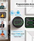 Fingerprint Door Knob With Keypad And Biometric Unlock, Three In One Keyless Entry For Interior Doors, Auto Lock After Inactivity, MD1 Black
