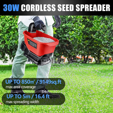 Milwaukee 18V Compatible Salt And Seed Spreader Handheld Fertilizer Spreader With 3.7L Capacity in use on grass.