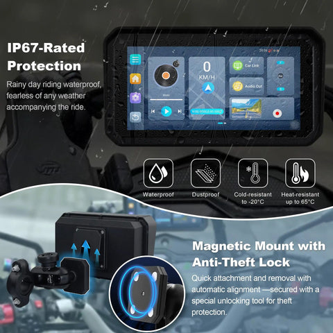 6 Inch Android 14 Standalone Bike Screen With Google Play Store Slick Wireless Apple CarPlay And Android Auto GPS display in use