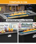 45 Inch Propane Fire Table With 50000 BTU Fire Pit, Glass Wind Guard And Rain Cover, 3 methods for versatile outdoor use