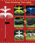 Comparison of solar star jellyfish garden lights showing double layer design and larger solar panel for outdoor Christmas decor.