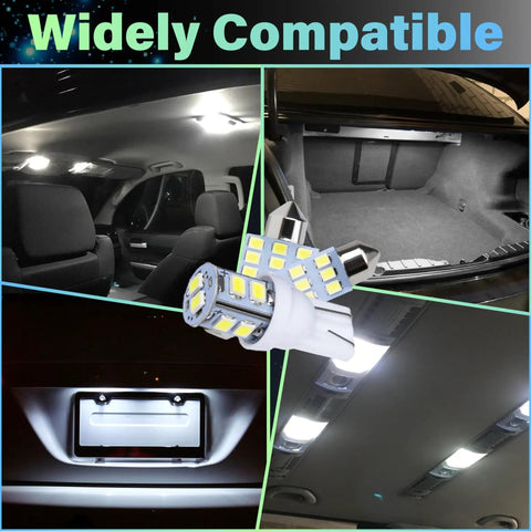 Image of 24 Pcs Interior LED Dome Lights For Cars 194 T10 DE3175 31mm 42mm Kit Mega Bright White Long Lasting Flicker Free Upgrade