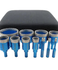 11 Pc Diamond Core Hole Saw Set 6 To 65mm For Tile Marble And Granite Drilling With Balanced Rotation Compact Kit Professional Grade Tools blue case and bits