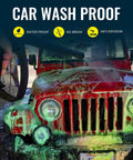 Jeep Wrangler in car wash showcasing durability of antenna replacement for JL JK JT Gladiator 2007 through 2025 models.