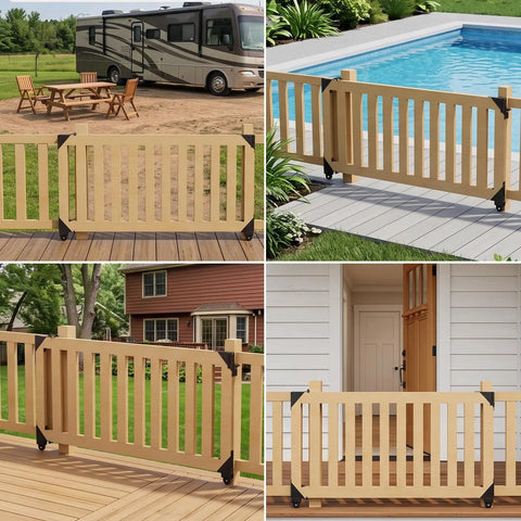 Sliding Gate Hardware Kit For Wood Gates 1.5 to 2 Inches Anti Sag Beefed Up With Galvanized Steel Track Frame And Reinforced Corner Braces For Stable, Deformation-Resistant Performance Easy Install on wood pool and deck gates