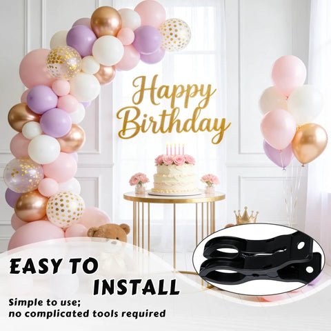 Big Party Balloon Arch Clips Set With 50 Premium Long Clear Latex Balloons To Make Your Birthday Or Wedding Look Totally Awesome And Professional Without Breaking The Bank For Any Home Decor Shindig. black balloon arch clips for birthday backdrop, easy install