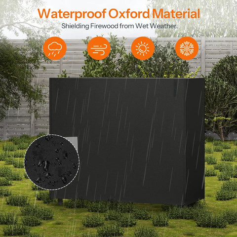 Adjustable Firewood Rack With Cover For Indoor And Outdoor Use, Heavy Duty Log Holder With Weatherproof Oxford Fabric Cover in rain