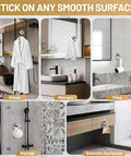 Heavy Duty Suction Cup Hooks For Bathroom No Drill Towel And Robe Holder for smooth surfaces like glass, mirrors, tiles, and marble.