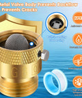 Copper Drip Irrigation Faucet Adapter Kit For Home Gardens With 25 PSI Backflow Preventer Filter Plumbers Tape And Pressure Regulator Plus Quick Connect From One Quarter Inch Tubing To Three Quarter Inch Garden Hose